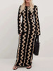 Fashion Wave Striped Women Knitted Maxi Dress 