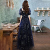 A-Line Fashion Short Sleeves Floor-Length Lace Up Woman Formal Party Gowns 