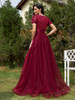 Lucyinlove Elegant Red Chiffon Long Evening Dresses 2024 New Women Mermaid Bridesmaid Wedding Party Formal Party Dress Prom