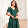 V-Neck Sequin Embroidery Long Party Gown Elegant A-Line Tulle Formal Dress
