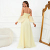 Women Chiffon Formal Evening Dress Elegant Strap Feather Party Gown