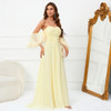 Women Chiffon Formal Evening Dress Elegant Strap Feather Party Gown