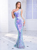 One Shoulder Sleeveless Stretchy Sequined Maxi Dress 