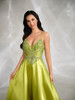 Fluorescent green Arabia Long Sleeves Belt Beading Gowns 