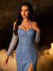 Blue Evening Dresses Long Sleeves Luxury Host Dress .