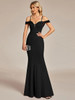  Off Shoulder Mermaid Sequin Floor-Length High Elasticity Black Bridesmaid dress