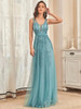 V Neck Backless Exquisite Beading A-LINE Dusty Blue Bridesmaid Dresses