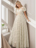Elegant Floor-Length A-Line Champagne Lace Formal Occasion Dresses