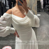 Sweetheart Off-The-Shoulder Puffy Full Sleeve Evening Dresses 