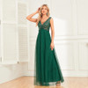 Sequin Tulle A-Line Long Party Gown Elegant Formal Dress