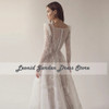 Square Collar Long Sleeves Illusion Wedding Guest Gowns .