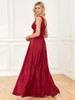  Elegant V-Neck Shining Red Evening Dresses 
