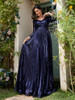Elegant Blue Sequin Long Sleeves Mermaid Evening Dress  