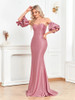 Off-shoulders Pink Evening Party Cocktail Maxi Dress