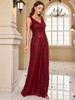 Sleeveless Red Sequin Evening Dress 