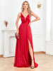  Women Elegant Red Shining Evening Dress 