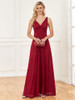 Elegant V-Neck Shining Red Evening Dresses 