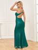 Elegant Slit Green Sequins Formal Evening Dress 