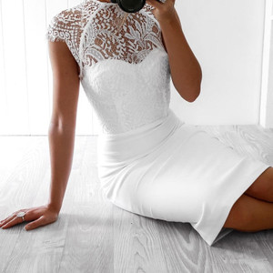 Seamyla 2021 New Bandage Dresses Women Elegant White Black Lace Club Dress Sexy Hollow Out Bodycon