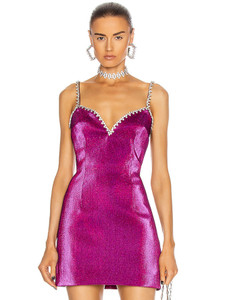 Spaghetti Strap Diamonds V Neck Fashion Celebrity Night Club Party Dress Vestidos
