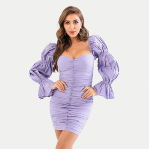 Free Shipping Wholesale 2021 New Women's Purple White Long Sleeve Fashion Mini Sexy Celebrity