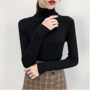 Bonjean Autumn Winter Knitted Jumper Tops turtleneck Pullovers Casual Sweaters Women Shirt Long