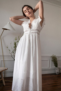 Boho Inspired ruffled sleeve eyelet embriodery cotton summer dress