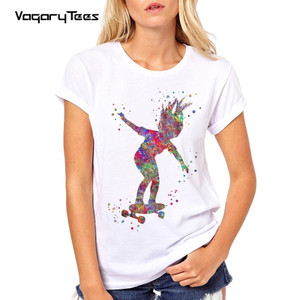 2021 Fashion Casual skateboard outdoor street sports Short Sleeve Female T-shirt New Skater Girl
