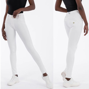 White Pants Faux Leather Womens Sweatpants 