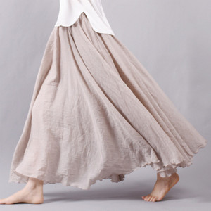 Women Linen Cotton Long Skirts 