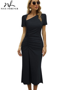 Summer Women Classy Solid Black Color Dress