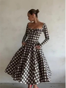 Elegant Plaid Print A-line Dress 