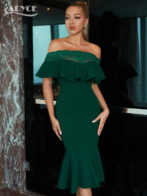  Elegant Mermaid Green Lace Dress 