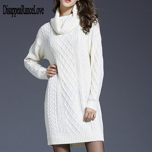 Sweater Dress Women Winter Clothes Loose Long Sleeve Oversize Jumper Shirt Tops Dress Robe Pull 2021