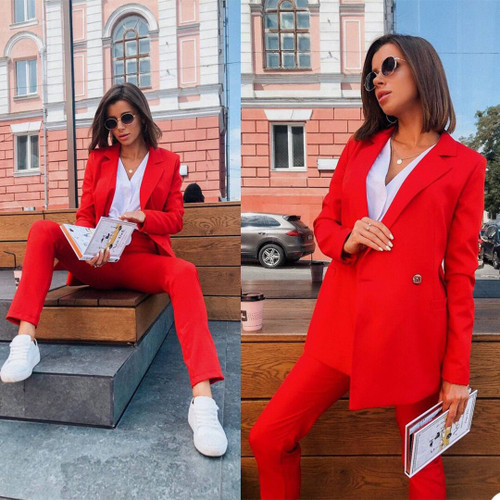 Sexy Women Suits Custom Made Notched Lapel Red Blazer New Designed High Quality Jacket Daily
