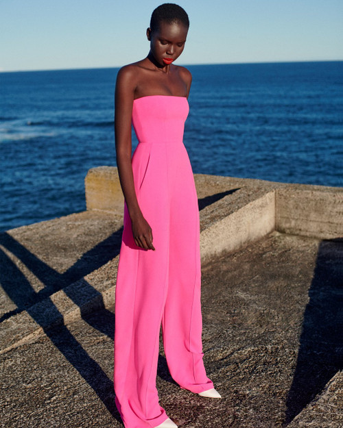 Strapless Backless Pink Bodycon Women Jumpsuit 