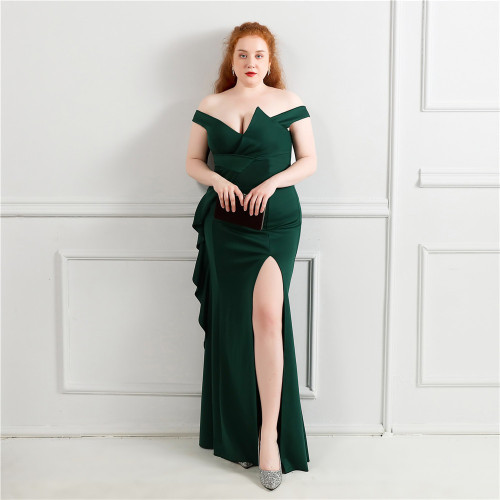 Plus Size Elegant Green Women Party Dress 