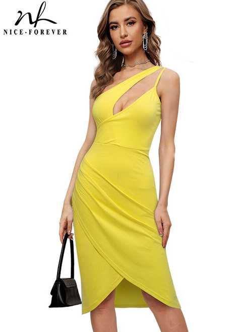  One Shoulder Hollow Out Dress