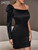 One Shoulder Mini Black Dress 