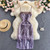 Purple Sequins Spaghetti Strap Dress