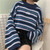 Female Korean Harajuku Clothing For Women Loose Wild Striped Student Sweater Women's Sweaters Kawaii