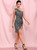 Reflective Gray One Shoulder Cut Out Cross Bodycon Elastic Sequin Party Mini Dress