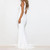Elegant White Strapless Mermaid Wedding Evening Gown Simple V Neck Stretchy Party Floor Length Bride