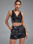 Jacquard Plunge Two Piece Set Top and Shorts 