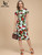  Short sleeve Strawberry Flower Print Fashion Silk Midi Dresses