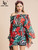  Floral Lantern sleeve belted Top and Shorts 2 Pieces Set