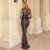 Stand Neck Full Length Evening Party Bodycon Long Elegant Stretch Gown