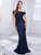 Off Shoulder Pleated Dazzling Sequin Fitted Bodice Evening Night Dress .