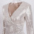  Long Sleeve Pleated V Neck Full Lining Stretchy Sequin Club Dress