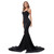  Floor Length V Neck Backless Mermaid Padded Stretch Red Black Party Dress